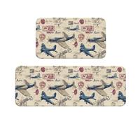 TZTTZT Tappetini da cucina per pavimento con stampa vintage di combattente, 2 pezzi, tappetini anti-fatica per pavimento della cucina, antiscivolo, lavabili, decorazione per la casa