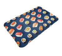 TZTTZT Tappeto da bagno colorato con stampa di sushi con palline di riso, 76 x 50 cm, assorbente, antiscivolo, lavabile in lavatrice, tappetino da doccia per bagno