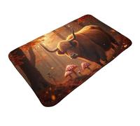 TZTTZT Tappeto da bagno con stampa di toro marrone rustico, 76 x 50 cm, assorbente, antiscivolo, lavabile in lavatrice, tappetino da doccia per bagno
