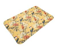 TZTTZT Tappeto da bagno con stampa floreale e uccellino, 76 x 50 cm, assorbente, antiscivolo, lavabile in lavatrice, tappetino da doccia per bagno
