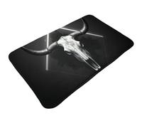 TZTTZT Tappeto da bagno con stampa gotica con teschio di toro nero, 76 x 50 cm, assorbente, antiscivolo, lavabile in lavatrice, tappetino da doccia per bagno