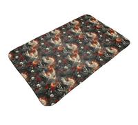 TZTTZT Tappeto da bagno con stampa gotica di uccello e teschio di fuoco, 76 x 50 cm, assorbente, antiscivolo, lavabile in lavatrice, tappetino da doccia per bagno