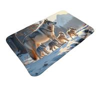 TZTTZT Tappeto da bagno con stampa realistica di famiglia di lupi grigi, 76 x 50 cm, assorbente, antiscivolo, lavabile in lavatrice, tappetino da doccia per bagno