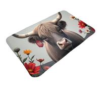 TZTTZT Tappeto da bagno con stampa toro marrone, 76 x 50 cm, assorbente, antiscivolo, lavabile in lavatrice, tappetino da doccia per bagno