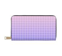 TZTTZT Viola Rosa Ombre Grid Print Wallet Donne, Pelle Bifold Multi Card Portafoglio, Portafogli Lungo Delle Donne Della Borsa