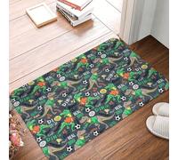 TZTTZT Zerbino per porta d'ingresso, con dinosauro che gioca a calcio, per interni ed esterni, facile da pulire, 40,6 x 61 cm, per tutte le stagioni