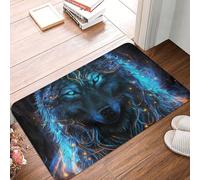 TZTTZT Zerbino per porta d'ingresso, con lupo blu, per interni ed esterni, facile da pulire, per ingresso esterno, 40,6 x 61 cm, per tutte le stagioni