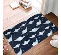 TZTTZT Zerbino per porta d'ingresso, per interni ed esterni, 40,6 x 61 cm, con stampa blu con motivo a razza blu, lavabile e sottile, adatto sotto la porta, tappetino da bagno per il bagno