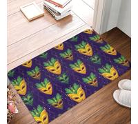 TZTTZT Zerbino per porta d'ingresso, per interni ed esterni, 40,6 x 61 cm, con stampa in maschera verde dorato, tappetino da cucina per pavimento, lavabile e sottile, adatto sotto la porta, tappetino