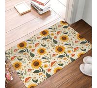 TZTTZT Zerbino per porta d'ingresso, per interni ed esterni, 40,6 x 61 cm, stampa girasoli e funghi, tappeto da cucina per pavimento, lavabile e sottile, adatto sotto la porta, tappetino da bagno per