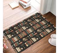 TZTTZT Zerbino per porta d'ingresso, per interni ed esterni, 40,6 x 61 cm, stampa retrò con libreria, tappeto da cucina per pavimento, lavabile e sottile, adatto sotto la porta, tappetino da bagno per