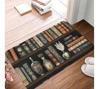 TZTTZT Zerbino per porta d'ingresso, per interni ed esterni, 40,6 x 61 cm, stile vintage con libreria, 1 stampa, tappetino da cucina per pavimento, lavabile e sottile, adatto sotto la porta, tappetino