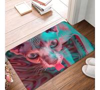 TZTTZT Zerbino psichedelico senza peli con gatto, per porta d'ingresso, per interni ed esterni, facile da pulire, per ingresso esterno, patio, 40,6 x 61 cm, per tutte le stagioni