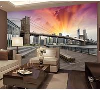 Tzxztt Alba Città Edificio Ponte Fiume Moderna Carta Da Parati 3d Seta Pregiata Testurizzata Ideale Per La Camera Letto Del Soggiorno-350cm×256cm