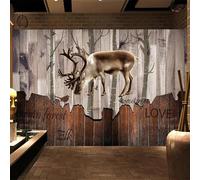 Tzxztt Animale Astratto Vintage Art Cervo In Legno Moderna Carta Da Parati 3D Seta Pregiata Testurizzata Ideale Per La Camera Letto Del Soggiorno-150cm×105cm