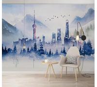 Tzxztt Architettura Astratta Con Montagne Dipinte A Inchiostro E Foresta Moderna Carta Da Parati 3D Seta Pregiata Testurizzata Ideale Per La Camera Letto Del Soggiorno-200cm×140cm