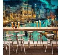 Tzxztt Arte Astratta Dipinta A Mano Città Architettura Fiume Moderna Carta Da Parati 3D Seta Pregiata Testurizzata Ideale Per La Camera Letto Del Soggiorno-430cm×300cm