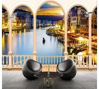 Tzxztt Arte Città Panorama Notturno Architettura Arco Moderna Carta Da Parati 3D Seta Pregiata Testurizzata Ideale Per La Camera Letto Del Soggiorno-250cm×170cm