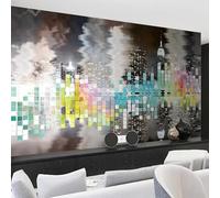 Tzxztt Astratto Città Architettura Colorato Geometrico Artistico Moderna Carta Da Parati 3D Seta Pregiata Testurizzata Ideale Per La Camera Letto Del Soggiorno-250cm×170cm