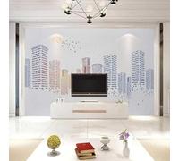 Tzxztt Astratto Città Architettura Uccelli In Volo Alba Moderna Carta Da Parati 3D Seta Pregiata Testurizzata Ideale Per La Camera Letto Del Soggiorno-200cm×140cm