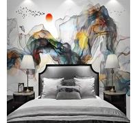 Tzxztt Astratto Colorato Inchiostro Uccelli In Volo Alba Moderna Carta Da Parati 3D Seta Pregiata Testurizzata Ideale Per La Camera Letto Del Soggiorno-250cm×170cm