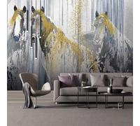 Tzxztt Astratto Dipinto A Mano Oro Animale Cavallo Moderna Carta Da Parati 3D Seta Pregiata Testurizzata Ideale Per La Camera Letto Del Soggiorno-400cm×280cm