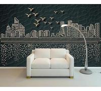 Tzxztt Astratto Geometrico Città Architettura Uccelli Moderna Carta Da Parati 3d Seta Pregiata Testurizzata Ideale Per La Camera Letto Del Soggiorno-200cm×140cm