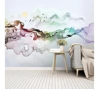 Tzxztt Astratto Inchiostro Colorato Uccelli In Volo Alba Moderna Carta Da Parati 3D Seta Pregiata Testurizzata Ideale Per La Camera Letto Del Soggiorno-250cm×170cm