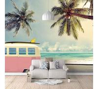 Tzxztt Auto Spiagge Mare Albero Di Cocco Creativo Moderna Carta Da Parati 3d Seta Pregiata Testurizzata Ideale Per La Camera Letto Del Soggiorno-150cm×105cm