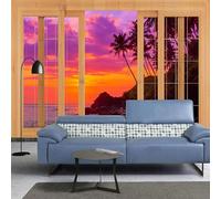 Tzxztt Balcone Elegante Alba Mare Montagne Moderna Carta Da Parati 3D Seta Pregiata Testurizzata Ideale Per La Camera Letto Del Soggiorno-400cm×280cm