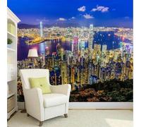 Tzxztt Bella Città Nightscape Luci Architettura Moderna Carta Da Parati 3d Seta Pregiata Testurizzata Ideale Per La Camera Letto Del Soggiorno-300cm×210cm