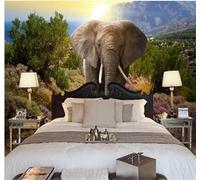 Tzxztt Bello Elefante Montagna Camminare Alberello Moderna Carta Da Parati 3D Seta Pregiata Testurizzata Ideale Per La Camera Letto Del Soggiorno-250cm×170cm