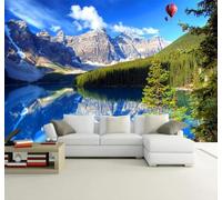 Tzxztt Bello Montagna Innevata Lago Mongolfiera Paesaggio Naturale Moderna Carta Da Parati 3D Seta Pregiata Testurizzata Ideale Per La Camera Letto Del Soggiorno-250cm×170cm