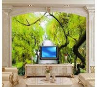 Tzxztt Bello Parco Foresta Sentiero Ponte Di Legno Paesaggio Moderna Carta Da Parati 3D Seta Pregiata Testurizzata Ideale Per La Camera Letto Del Soggiorno-300cm×210cm