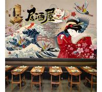 Tzxztt Cartone Animato Astratto Cibo Onde Donna Volo degli Uccelli Volante Gatto Moderna Carta Da Parati 3D Seta Pregiata Testurizzata Ideale Per La Camera Letto Del Soggiorno-200cm×140cm