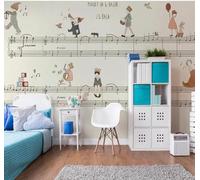 Tzxztt Cartone Animato Persone Musica Note Animali Moderna Carta Da Parati 3D Seta Pregiata Testurizzata Ideale Per La Camera Letto Del Soggiorno-200cm×140cm