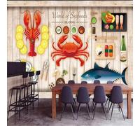 Tzxztt Cartoni Animati Retrò Venere Granchio Gambero Moderna Carta Da Parati 3D Seta Pregiata Testurizzata Ideale Per La Camera Letto Del Soggiorno-150cm×105cm