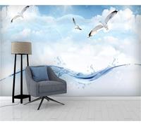 Tzxztt Cielo Blu Minimalista Uccelli Marini Moderna Carta Da Parati 3d Seta Pregiata Testurizzata Ideale Per La Camera Letto Del Soggiorno-300cm×210cm