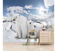 Tzxztt Cielo Blu Nuvole Bianche Ghiacciai Animali Orsi Moderna Carta Da Parati 3D Seta Pregiata Testurizzata Ideale Per La Camera Letto Del Soggiorno-200cm×140cm