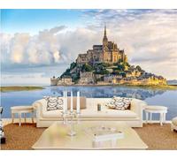 Tzxztt Cielo Blu Nuvole Bianche Mare Architettura Riflessi Moderna Carta Da Parati 3D Seta Pregiata Testurizzata Ideale Per La Camera Letto Del Soggiorno-250cm×170cm