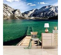 Tzxztt Cielo Blu Nuvole Bianche Montagne Verde Lago Moderna Carta Da Parati 3D Seta Pregiata Testurizzata Ideale Per La Camera Letto Del Soggiorno-150cm×105cm