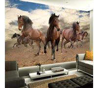 Tzxztt Cielo Blu Nuvole Bianche Tridimensionale Animali Cavalli Moderna Carta Da Parati 3D Seta Pregiata Testurizzata Ideale Per La Camera Letto Del Soggiorno-200cm×140cm