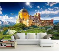 Tzxztt Cielo Blu Nuvole Bianche Uccelli Castelli Montagne Moderna Carta Da Parati 3d Seta Pregiata Testurizzata Ideale Per La Camera Letto Del Soggiorno-150cm×105cm