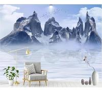 Tzxztt Cielo Blu Nuvole Bianche Uccelli Montagne Fiumi Moderna Carta Da Parati 3d Seta Pregiata Testurizzata Ideale Per La Camera Letto Del Soggiorno-250cm×170cm
