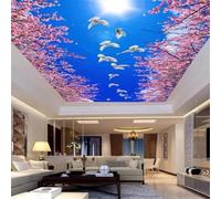 Tzxztt Cielo Blu Sole Uccelli Fiori Rosa Moderna Carta Da Parati 3D Seta Pregiata Testurizzata Ideale Per La Camera Letto Del Soggiorno-150cm×105cm