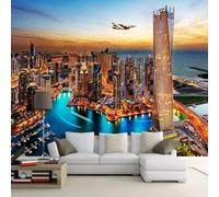 Tzxztt Cielo Mare Città Architettura Aerei Moderna Carta Da Parati 3D Seta Pregiata Testurizzata Ideale Per La Camera Letto Del Soggiorno-150cm×105cm