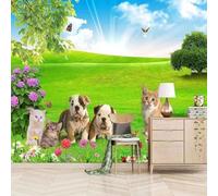 Tzxztt Cielo Prato Fiori Farfalle Animali Moderna Carta Da Parati 3D Seta Pregiata Testurizzata Ideale Per La Camera Letto Del Soggiorno-430cm×300cm