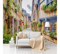 Tzxztt Città Architettura Strade Piante Fiori Moderna Carta Da Parati 3D Seta Pregiata Testurizzata Ideale Per La Camera Letto Del Soggiorno-250cm×170cm