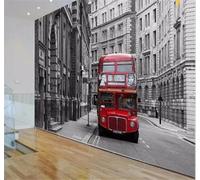 Tzxztt Classico Arte Retrò Nostalgia Rosso Autobus Moderna Carta Da Parati 3D Seta Pregiata Testurizzata Ideale Per La Camera Letto Del Soggiorno-430cm×300cm