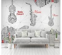 Tzxztt Creativa Alfabeto Strumenti Musicali Geometrica Effetto Marmo Moderna Carta Da Parati 3D Seta Pregiata Testurizzata Ideale Per La Camera Letto Del Soggiorno-300cm×210cm